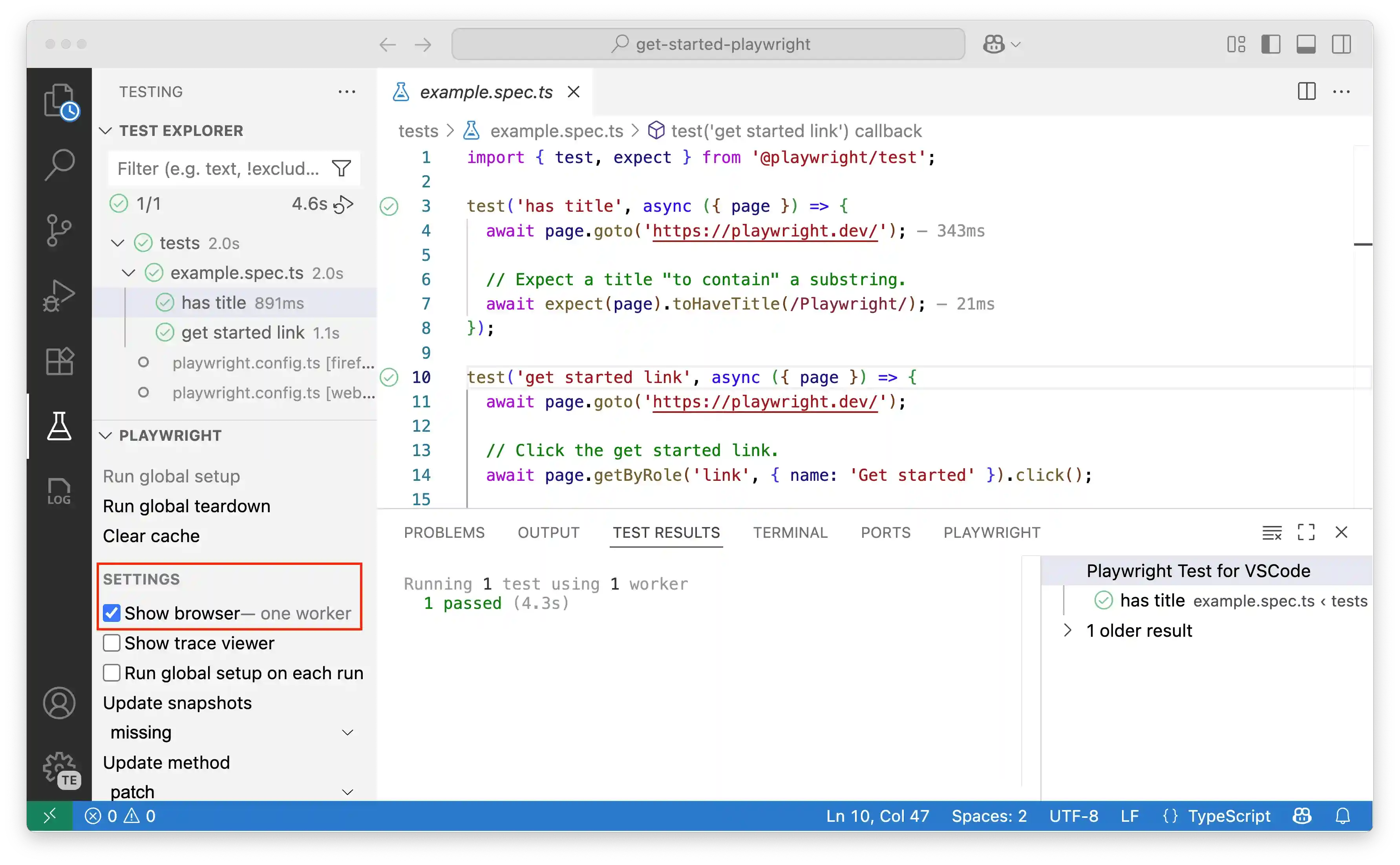 show browsers while running tests
