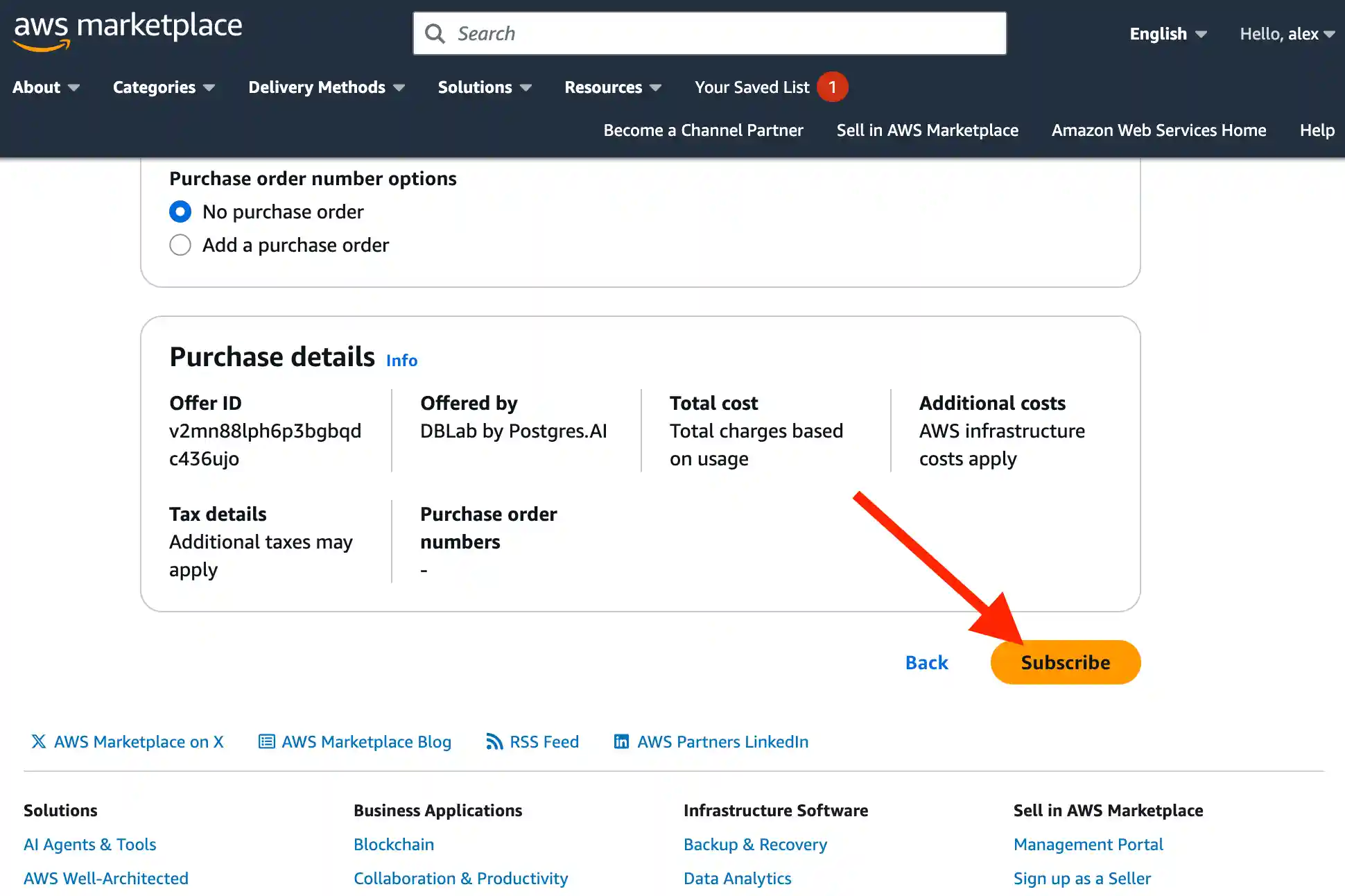 DBLab Engine in AWS Marketplace: step 2