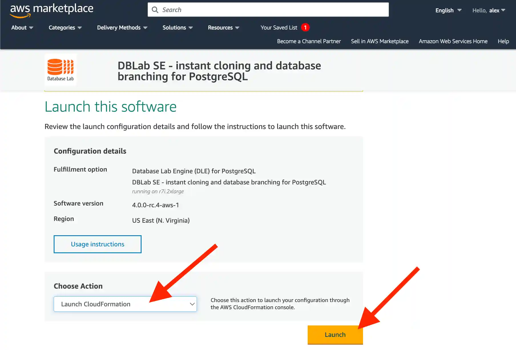 DBLab Engine in AWS Marketplace: step 5