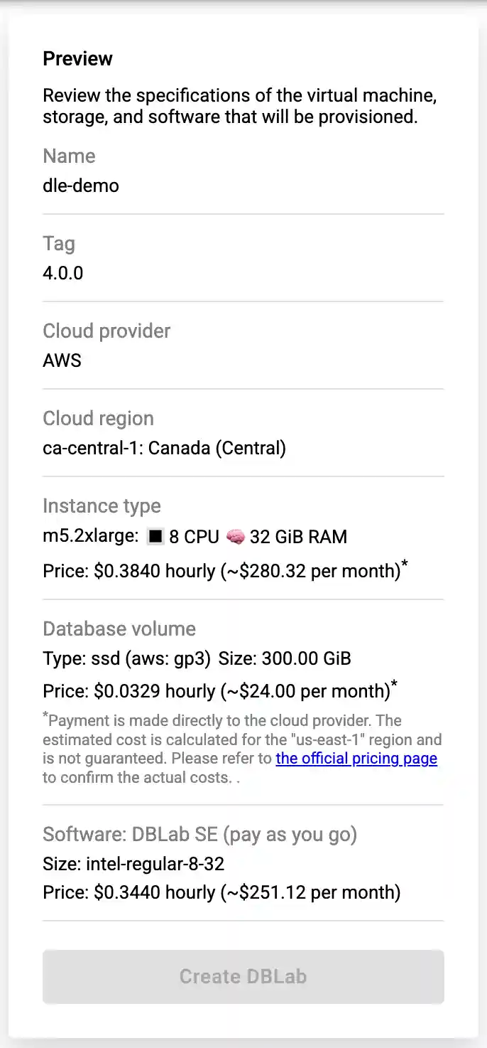 DBLab Engine in DBLab Platform: step 9