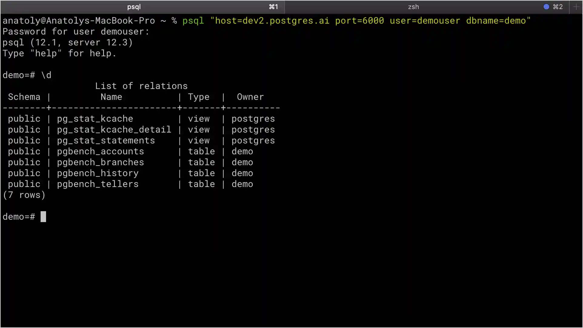 Terminal / psql