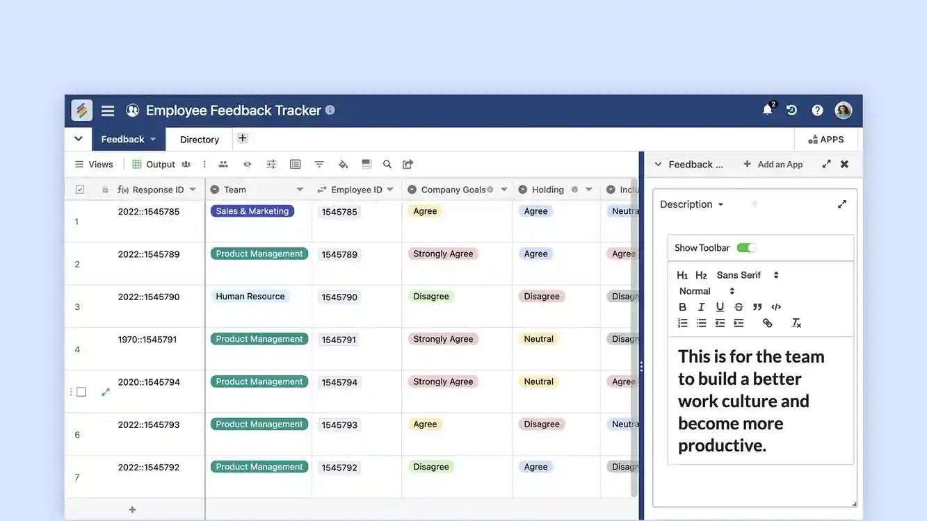 Employee Feedback Form Template for collecting workplace insights. Templates