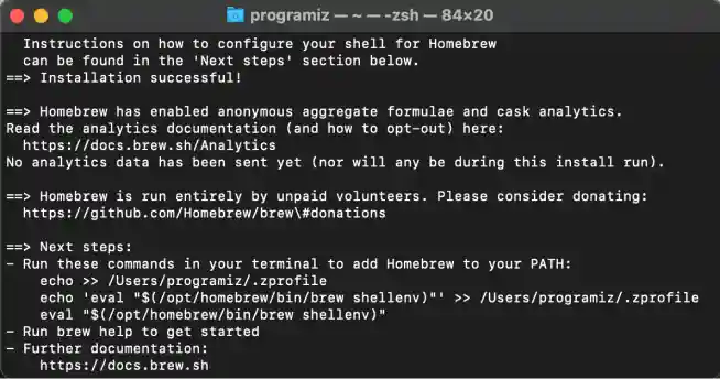 Homebrew Installation on Mac