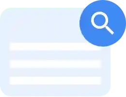 Icon showing a blue magnifying glass.