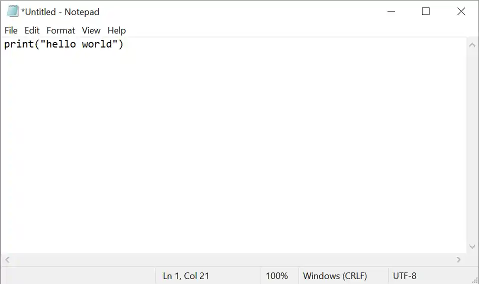 Entering Python code in a new, plain-text file