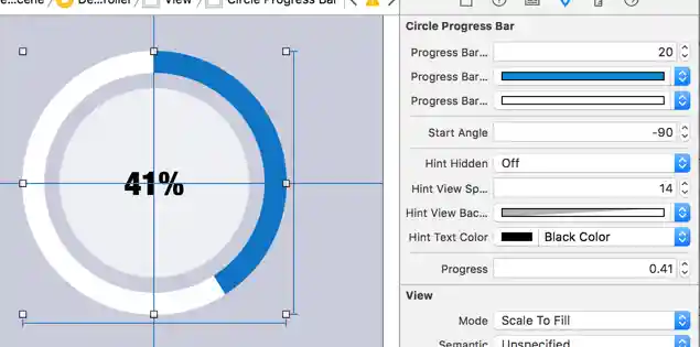 CircleProgressBar Screenshot-Xcode-InterfaceBuilder