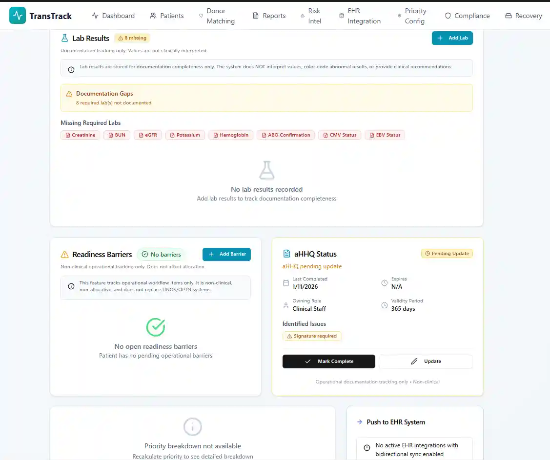 TransTrack Dashboard