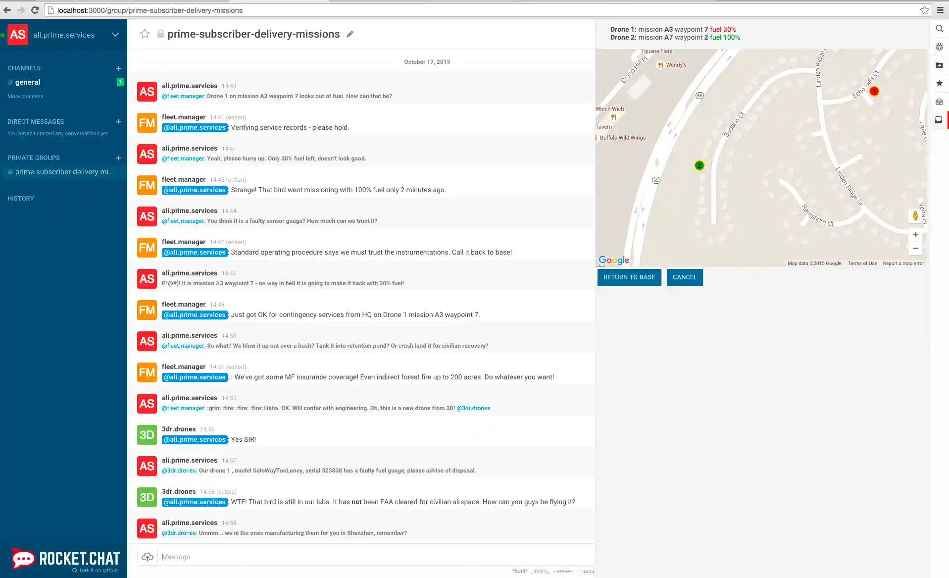 Sample integration of a Drones Fleet Management System