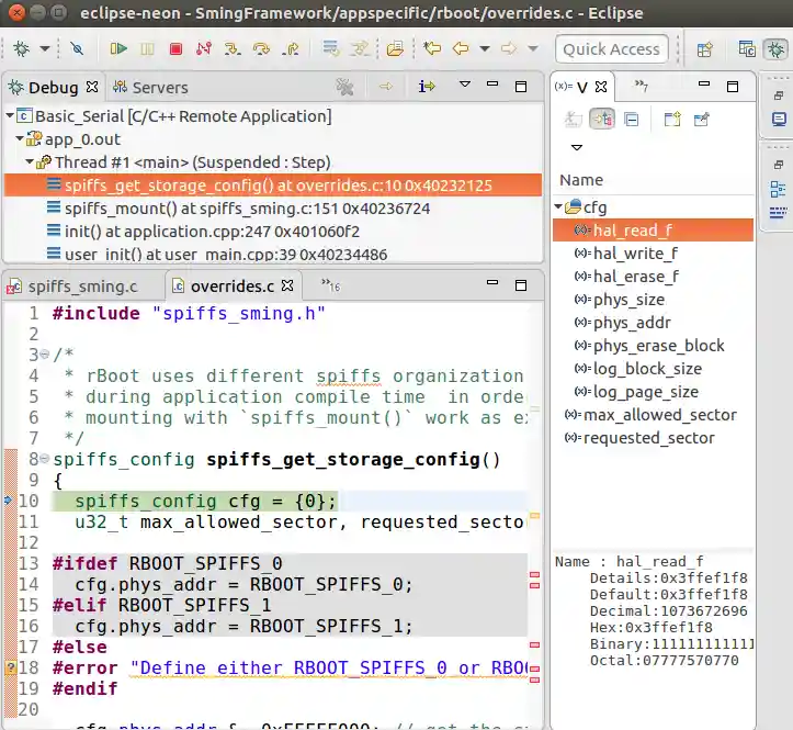 Debugging Session in Eclipse CDT