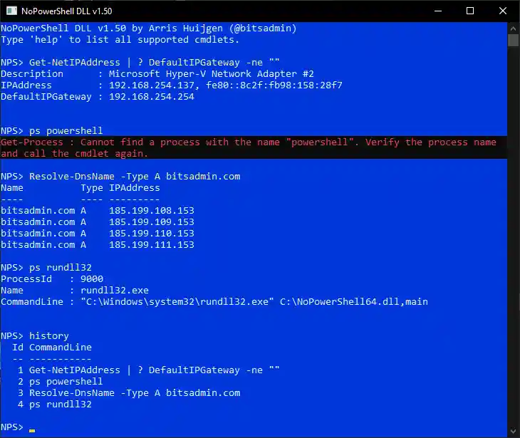 NoPowerShellDll via rundll32