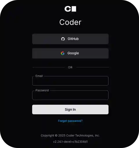 Log in to your Coder deployment