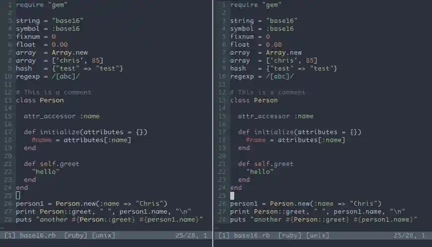 colorschemes comparison