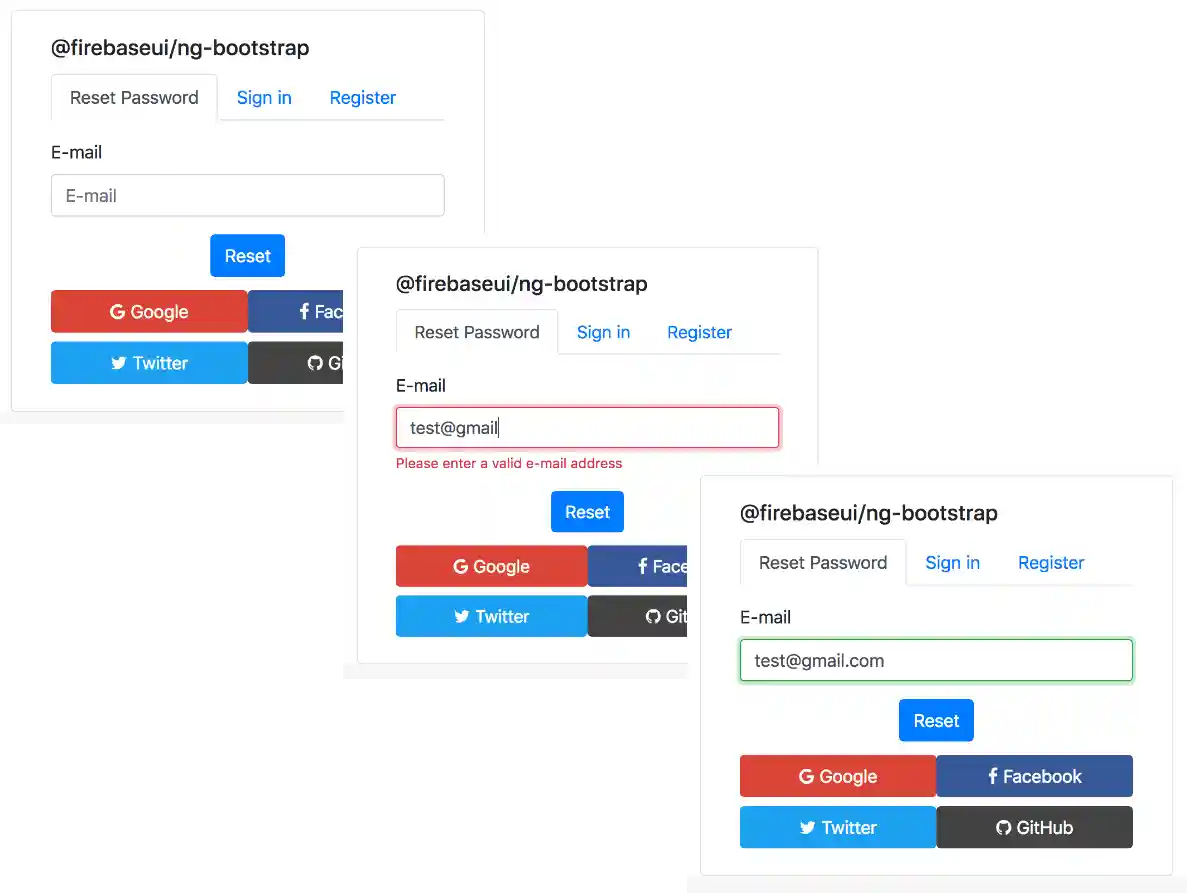 firebaseui/ng-bootstrap - reset password demo image