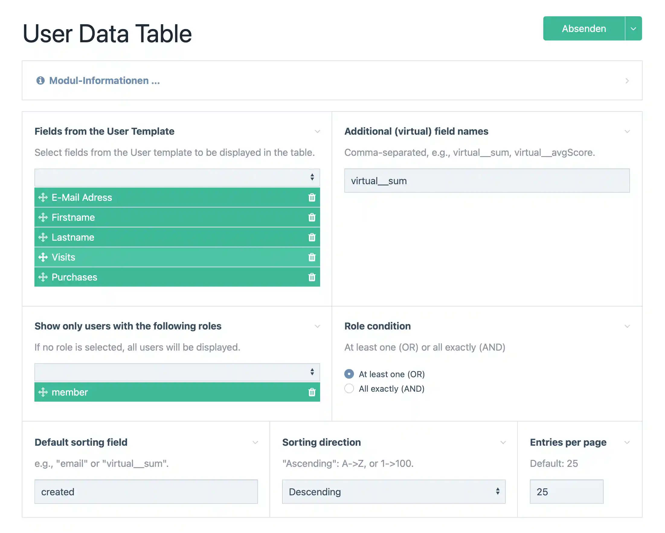 Example of configuration step 1