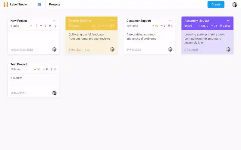 Screenshot of Label Studio data manager grid view with images