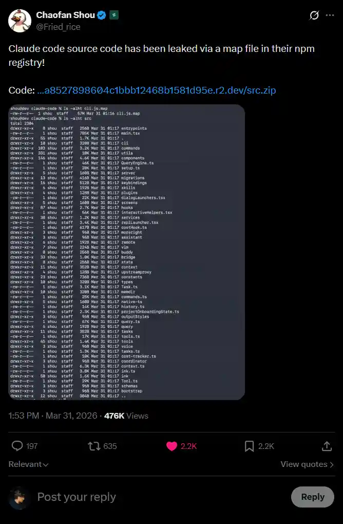 The tweet announcing the leak