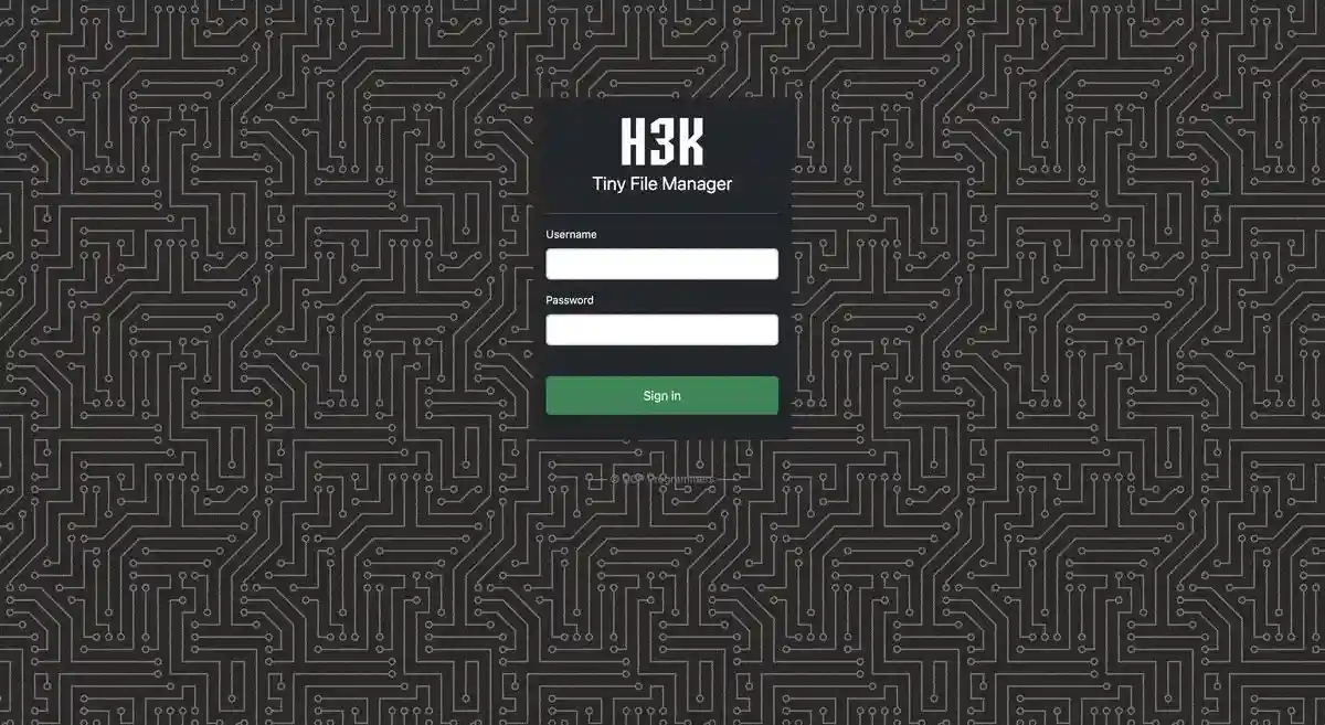 Tiny File Manager Interface Screenshot