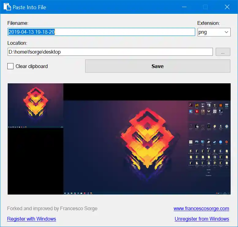 Paste Into File with image preview