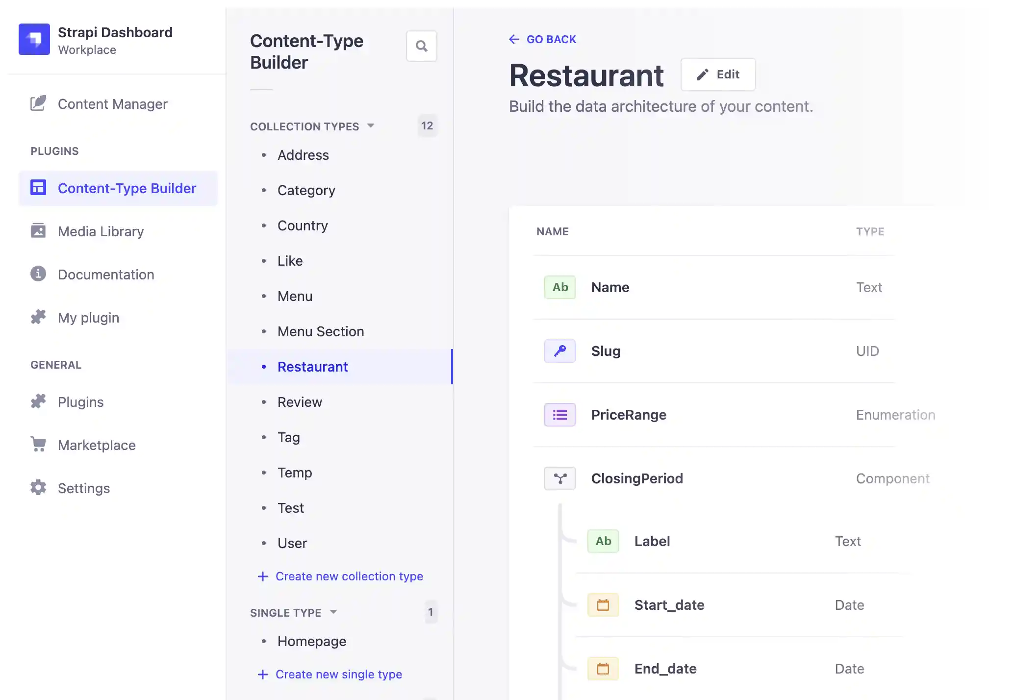 Administration panel