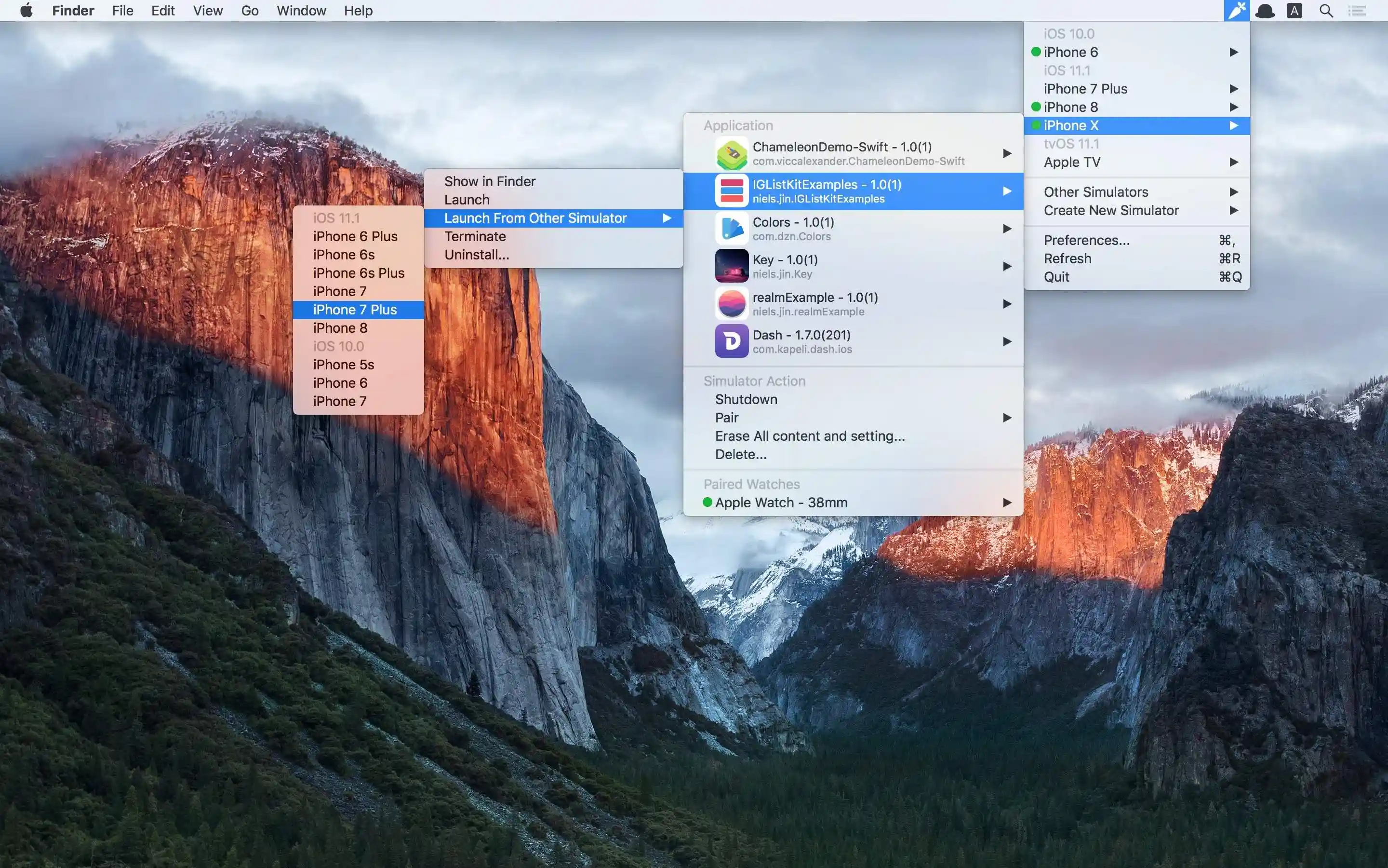 Launch one application for other simulator.