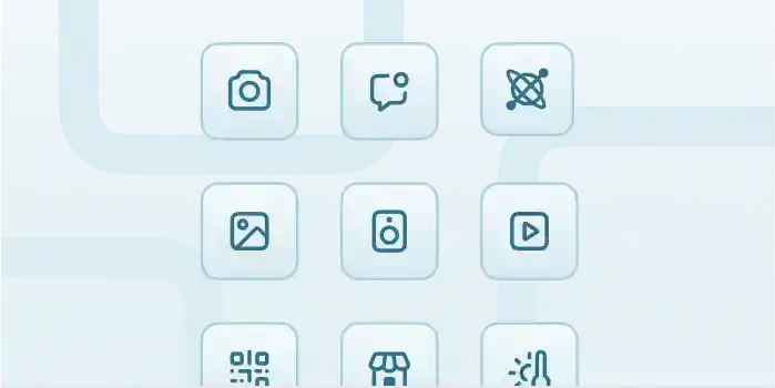 Grid of icons representing libraries, SDKs, and native code