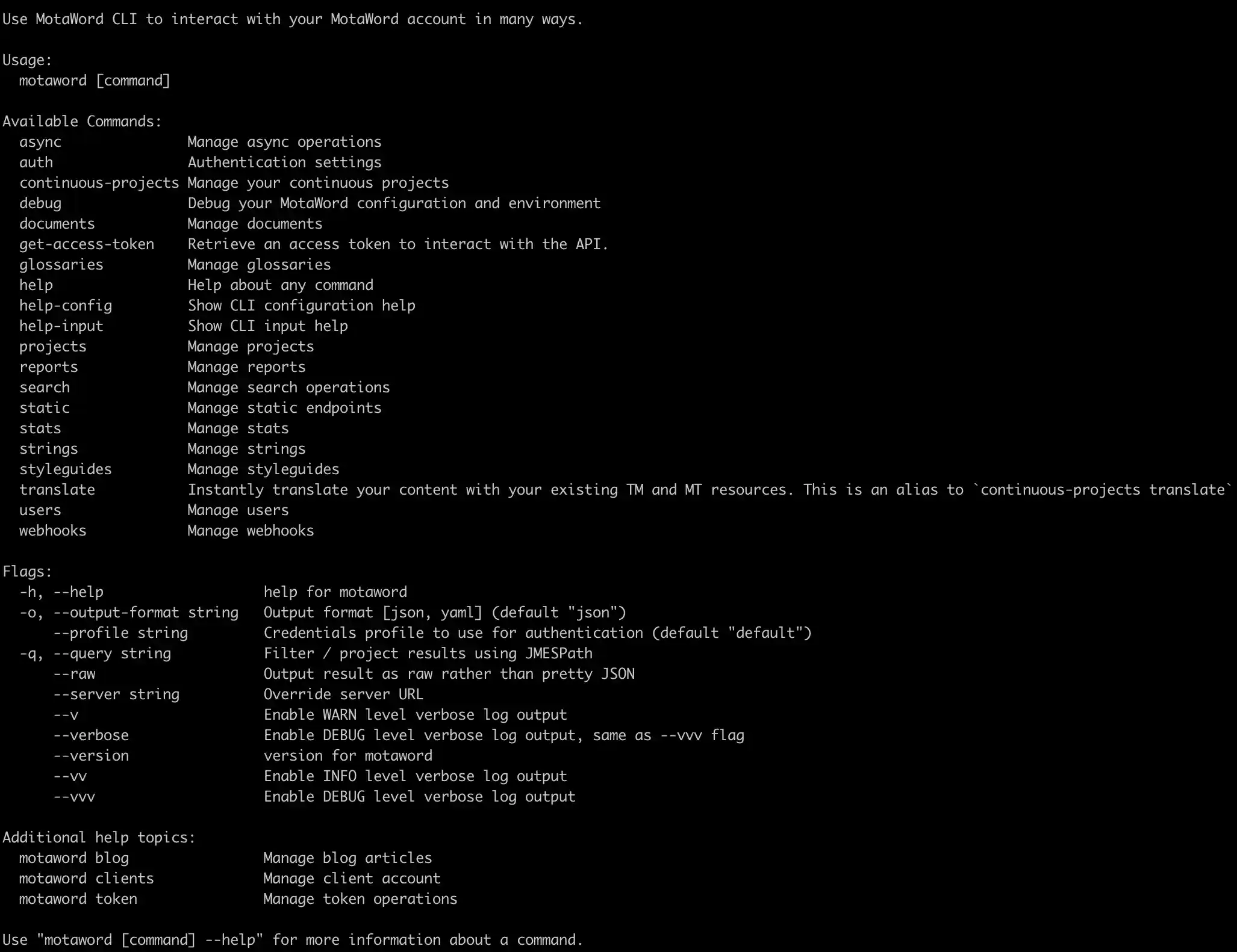 motaword-cli screen shot