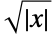 sqrt(TemplateBox[{x}, Abs])