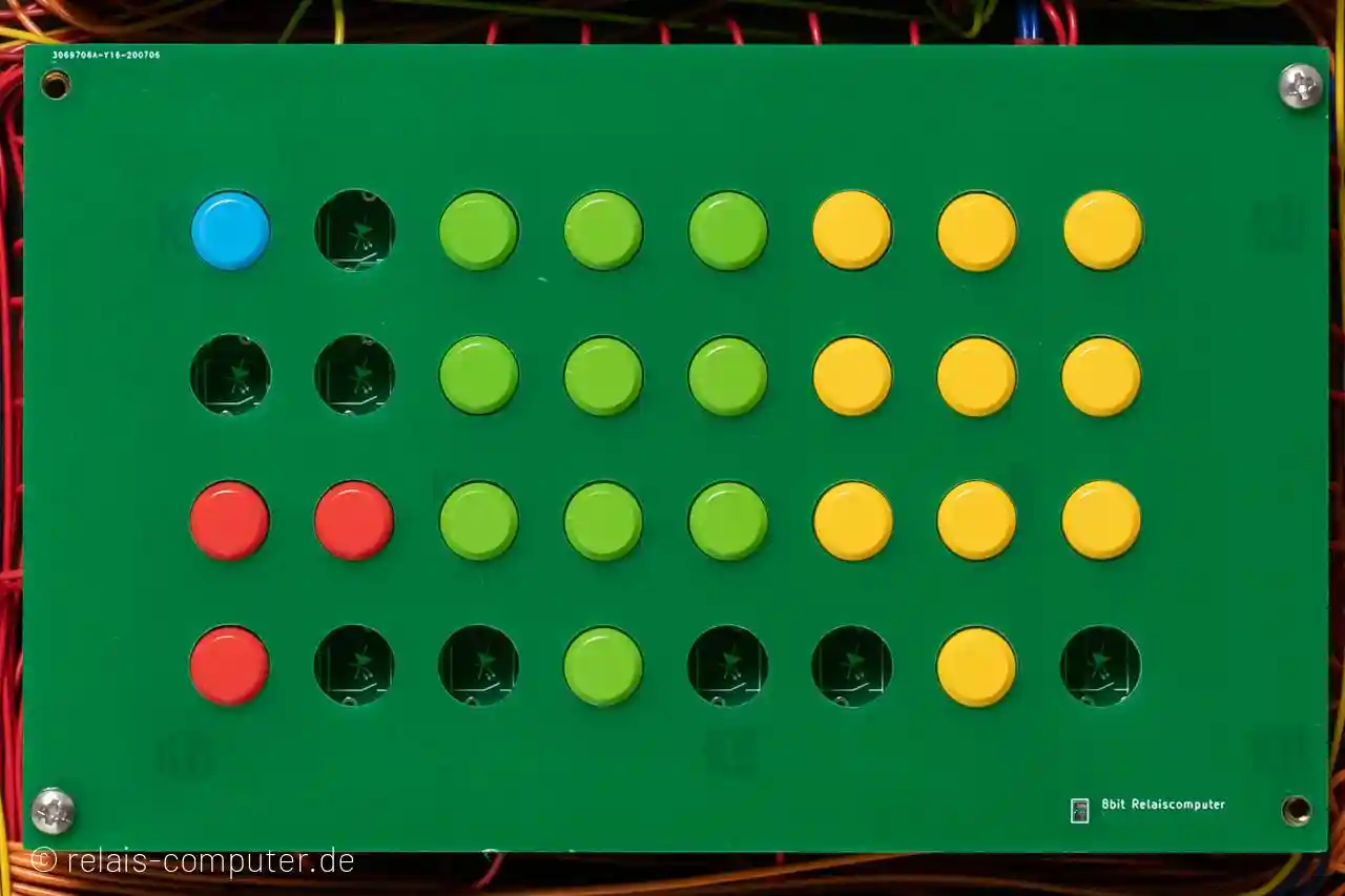 8 bit (0 - 255) Dezimaltastatur für Hunderter (rot), Zehner (grün) und Einer (gelb)