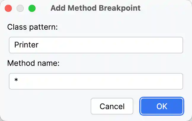 Add method breakpoint dialog Add method breakpoint dialog