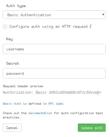 HTTP Basic Auth form