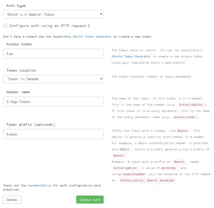 OAuth 2 form