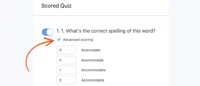 Quiz maker Advanced Scoring