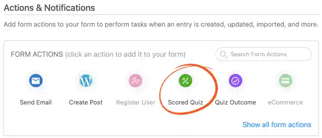 Quiz maker - Scored Quiz Form Action