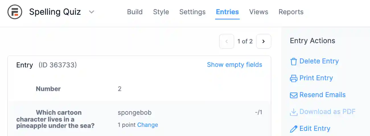 Quiz maker- Manual Scoring Change