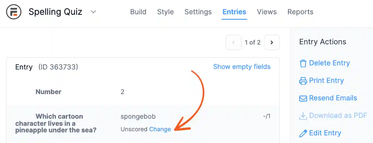 Quiz maker- Manual Scoring Unscored