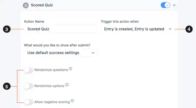 Quiz maker - Scored Form Action