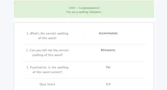 Quiz maker Show User's Answer