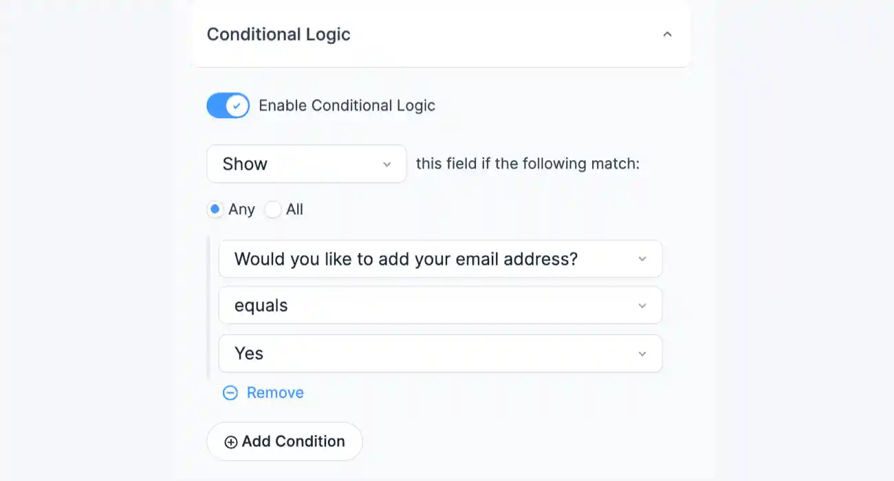 Conditionally show form fields