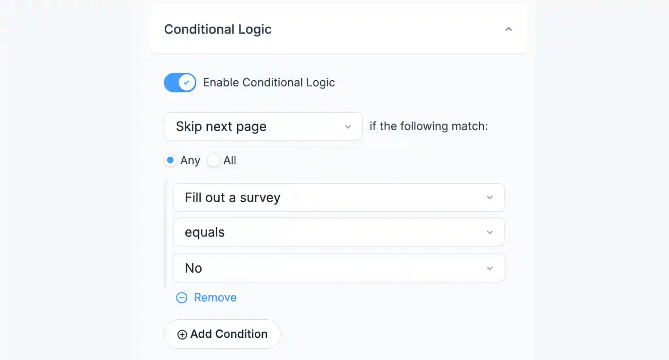 Conditional Logic Skip Page