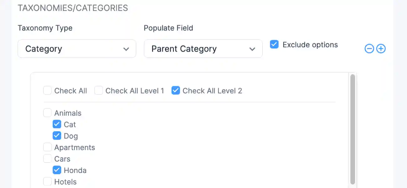 Create Posts Exclude Child