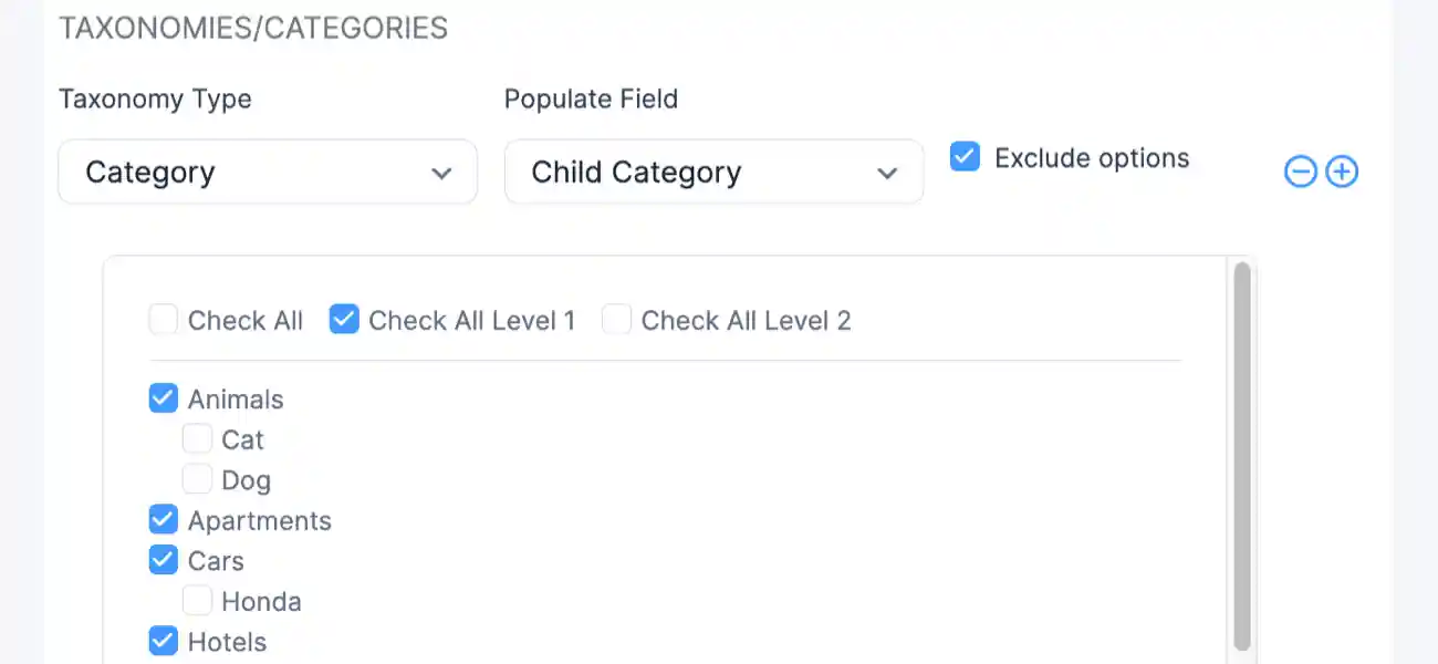 Create Posts Exclude Parents