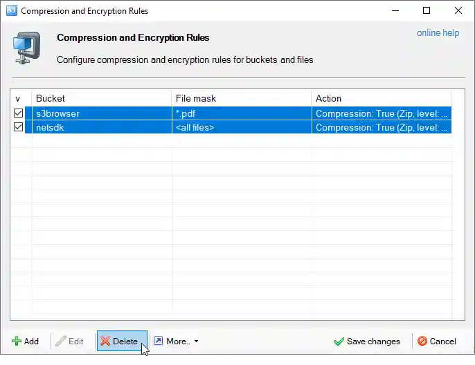 how to delete the rules