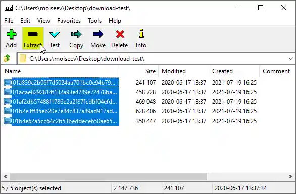 extract files using 7-zip