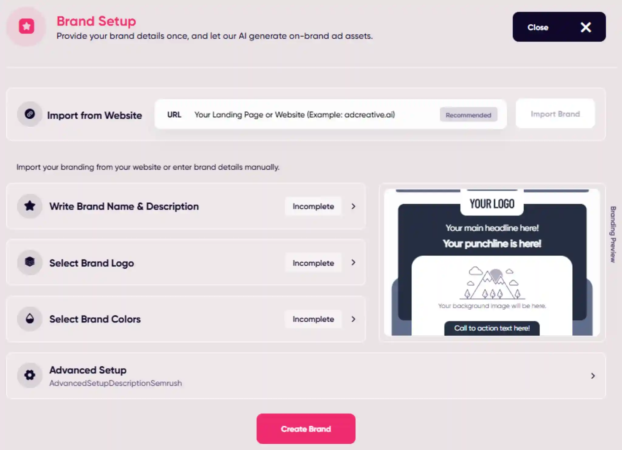 Ad Creative Ai Brand Setup