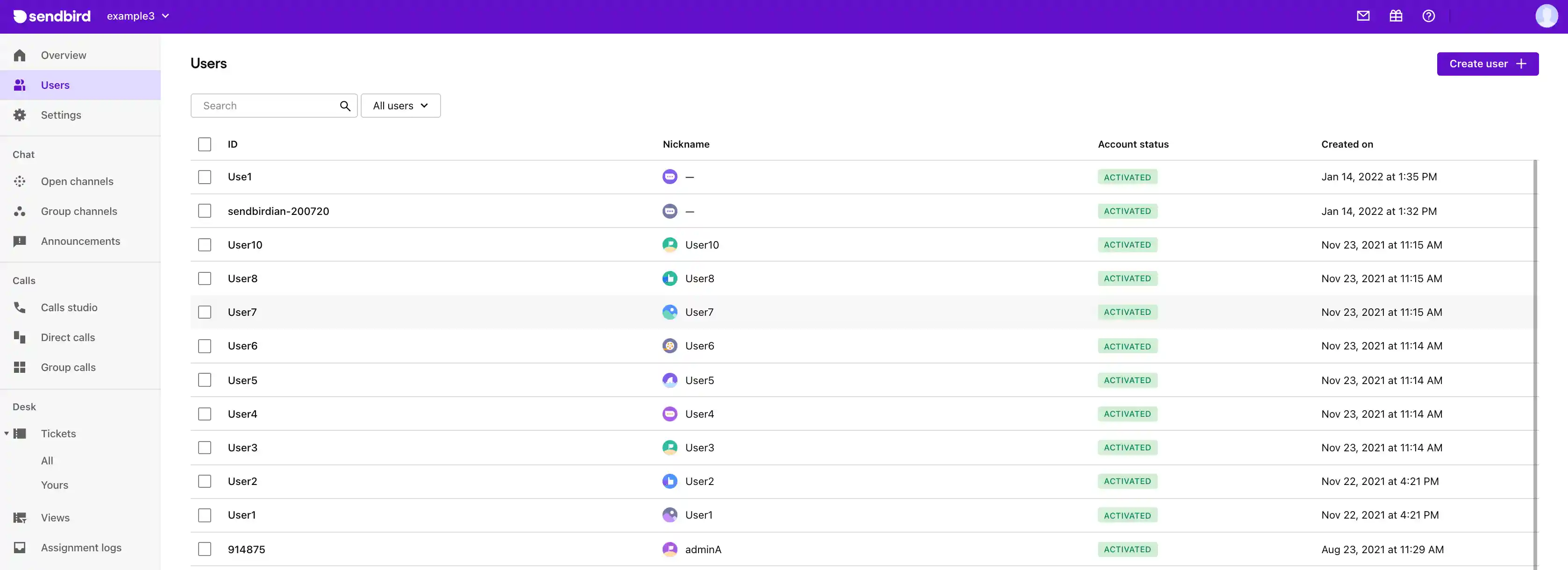 Sendbird Chat dashboard product image