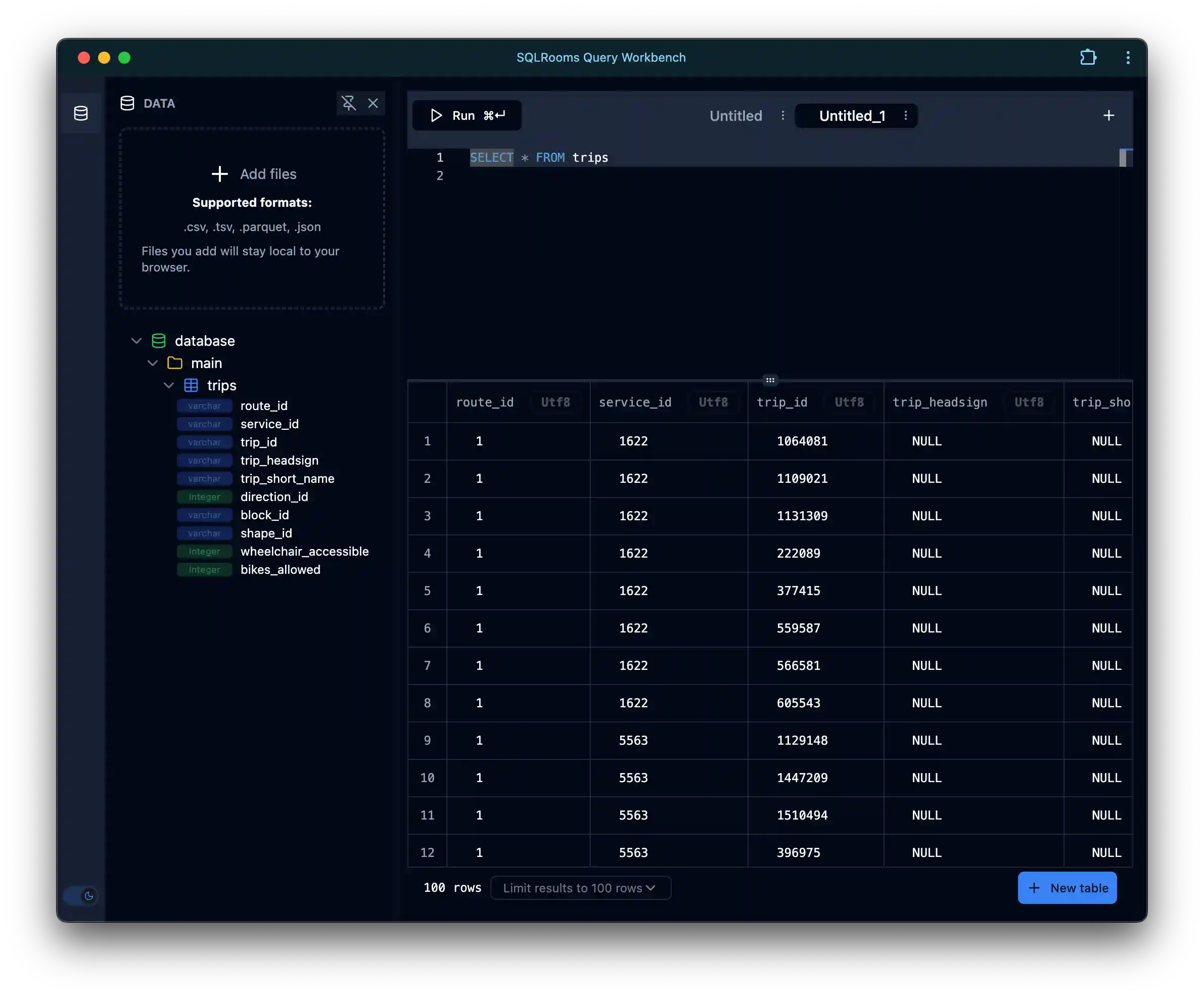 SQLRooms Query Workbench progressive web app
