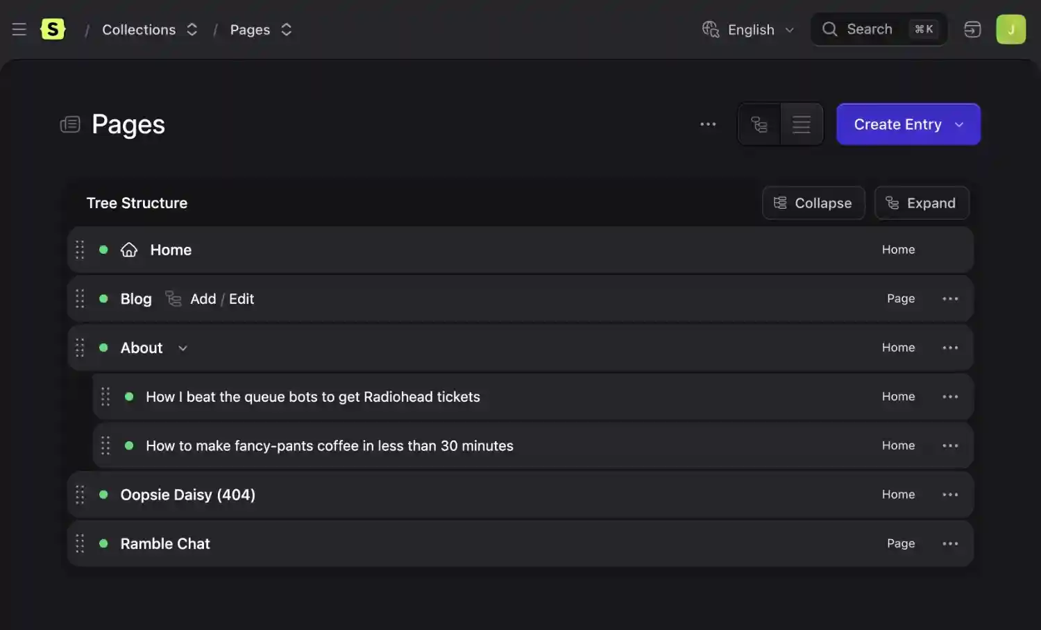 Mounted collections in a structure