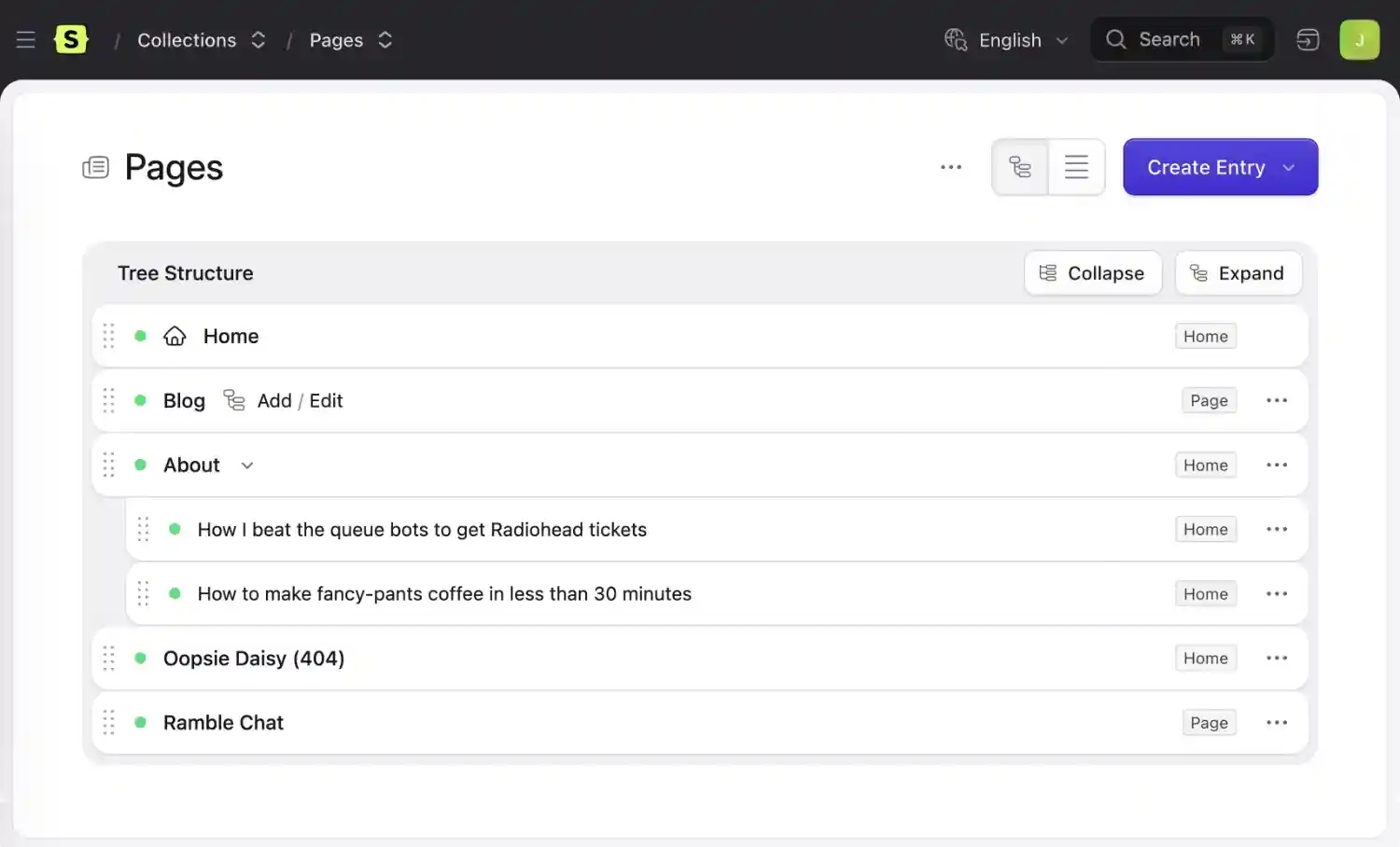 Mounted collections in a structure