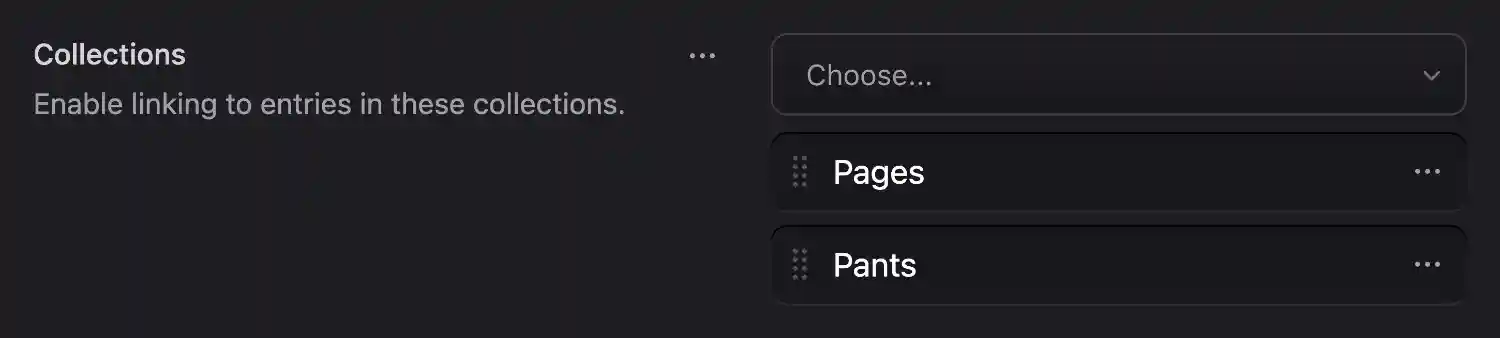 Configuring navigation collections
