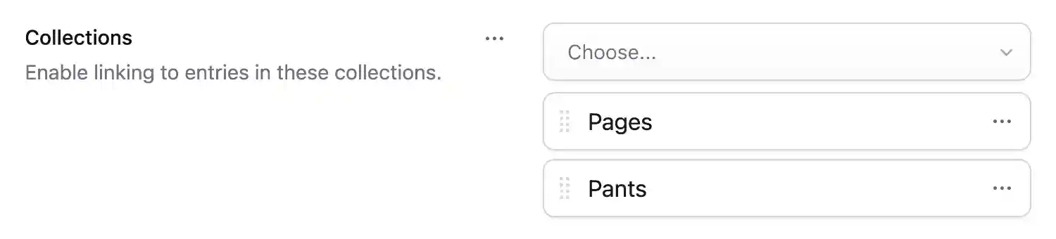 Configuring navigation collections
